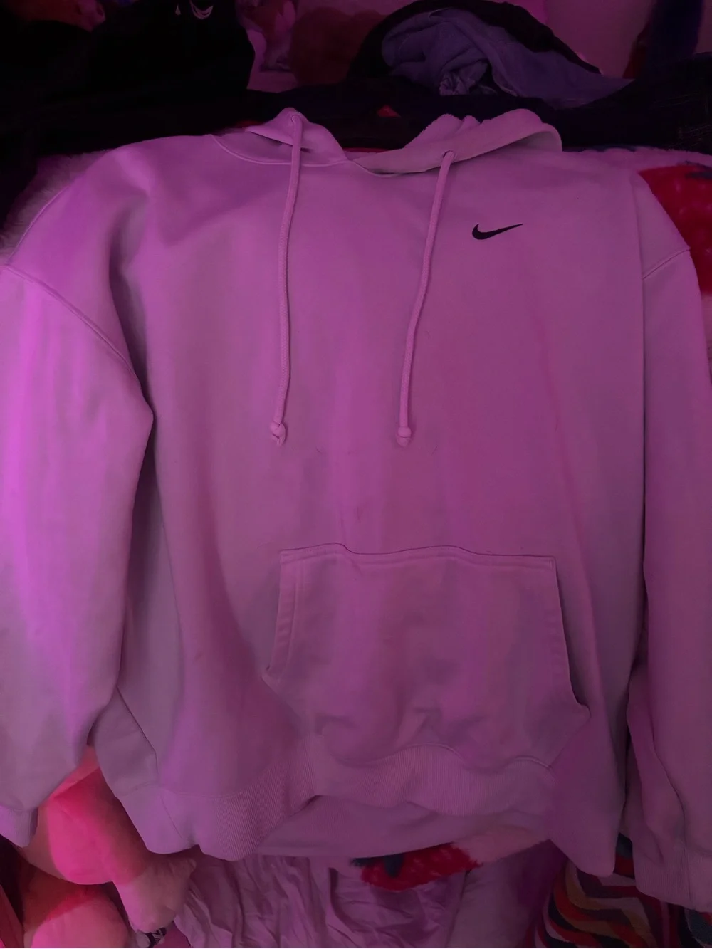 Nike White Crewneck Hoodie with Black Swoosh